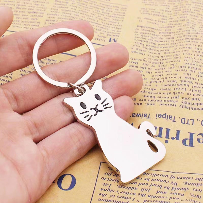 MUAMAX Cat Keychains for Women Cute Cats Key Chain Charm Silver Keychain Kitty Keychain with Cat Key ring for Car Keys Purse Decor Metal Keyring with Charm Cute Cats Themed Gift - Image 3
